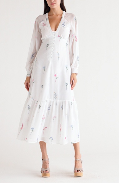 sachin and babi light blue dress UO Hanna Embroidered Scalloped Babydoll Mini