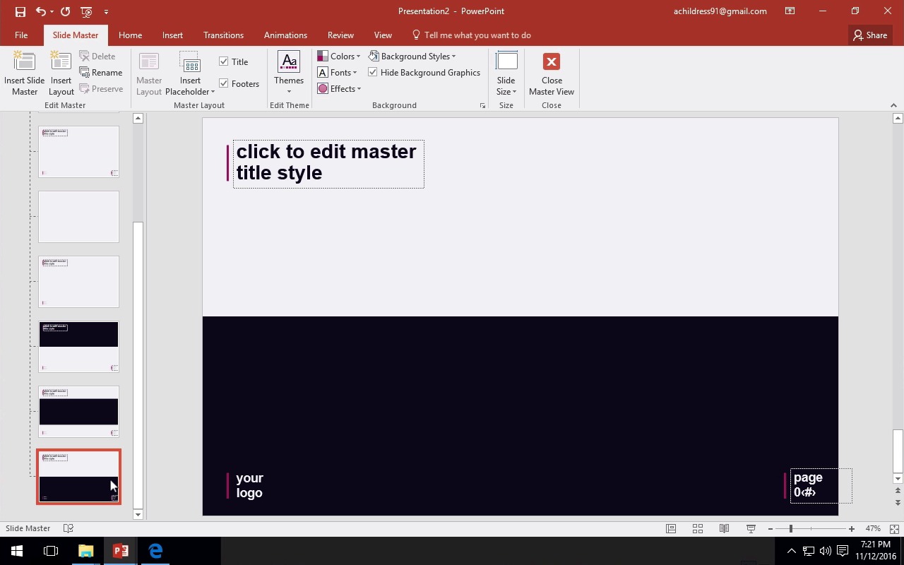 create slide master powerpoint for mac 2016