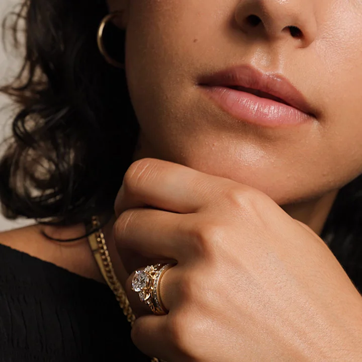 18K Yellow Gold Budding Willow Three Stone Diamond Ring