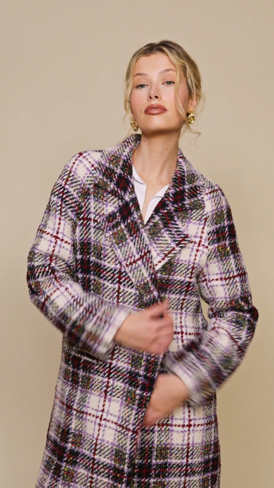 Avec les filles double face plaid wool blend coat best sale