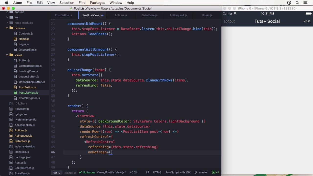 Build a Social App With React Native - Show the Timeline