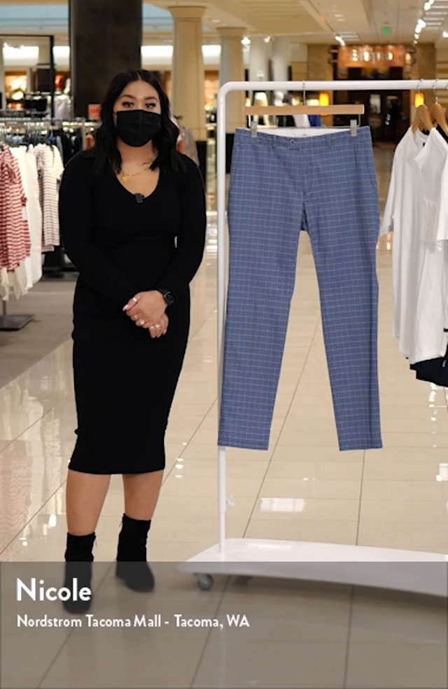 Brax Felix Plaid Stretch Cotton Flat Front Pants | Nordstromrack