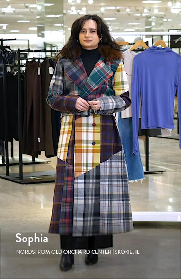 AZALEA WANG Cadault Plaid Patchwork Trench Coat | Nordstrom