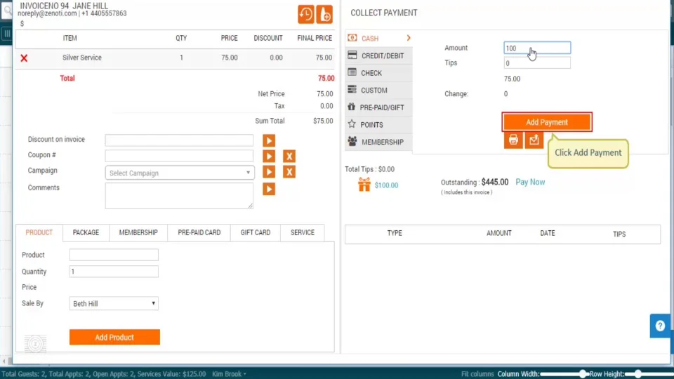 Step 3 : Add payment for the invoice