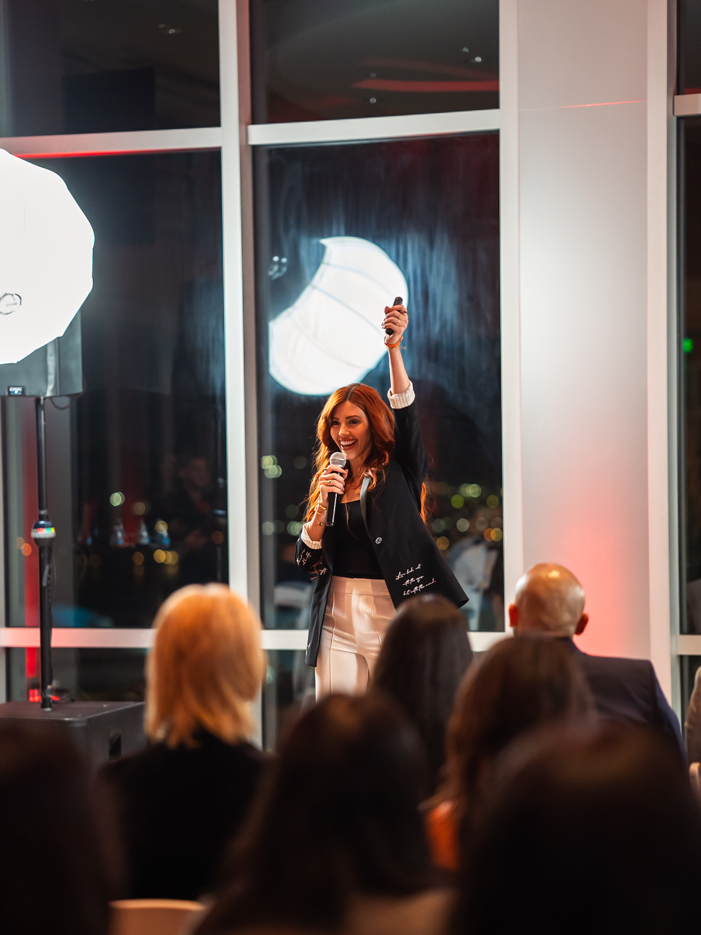 Kayla Hodges speaking on stage