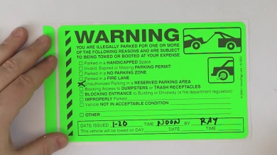 Illegally Parked Reason Sticker