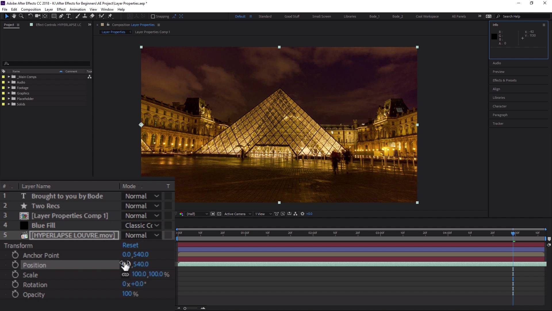 Adobe After Effects For Beginners After Effects Layer Properties