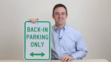 Bidirectional Arrow Back-In Parking Only Sign 