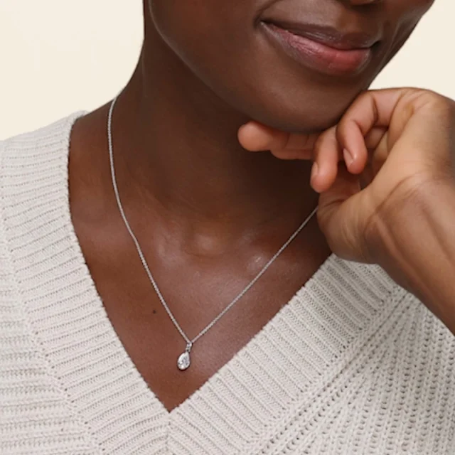 14K Yellow Gold Teardrop Moissanite Pendant