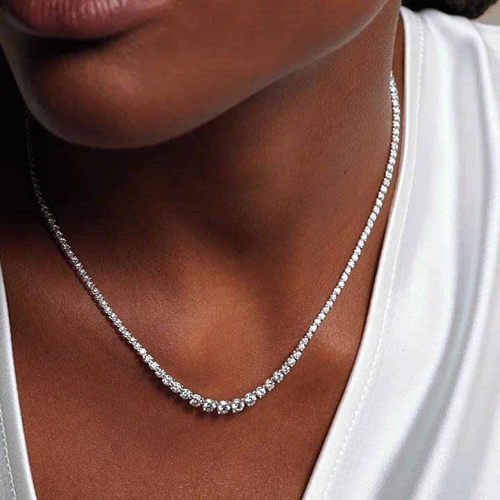 18K White Gold Angled Lab Diamond Riviere Tennis Necklace (5 ct. tw.)