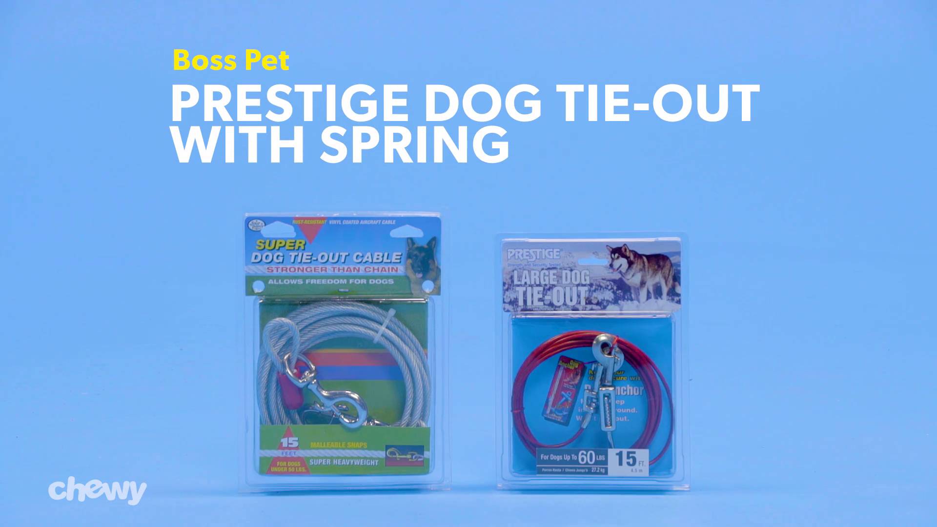 Boss Pet Prestige 15ft Beast Dog Tie Out with Spring 