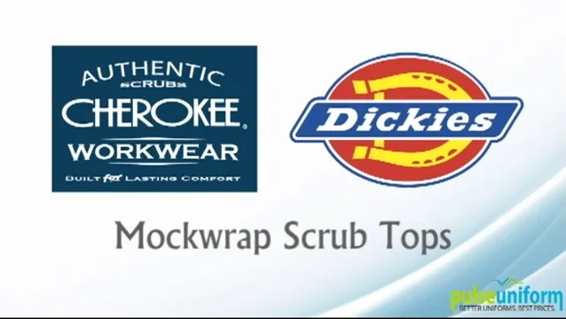 Salto Factor malo vóleibol Mock Wrap Scrub Tops - Cherokee & Dickies - Video at Pulse Uniform