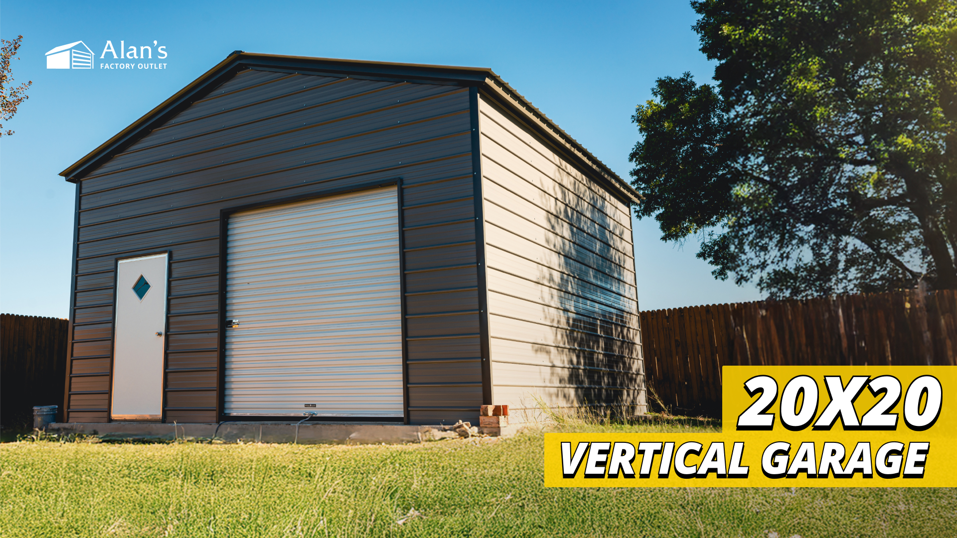 20x20 Metal Garage from $4,750.00 [Premium Vertical Roof]