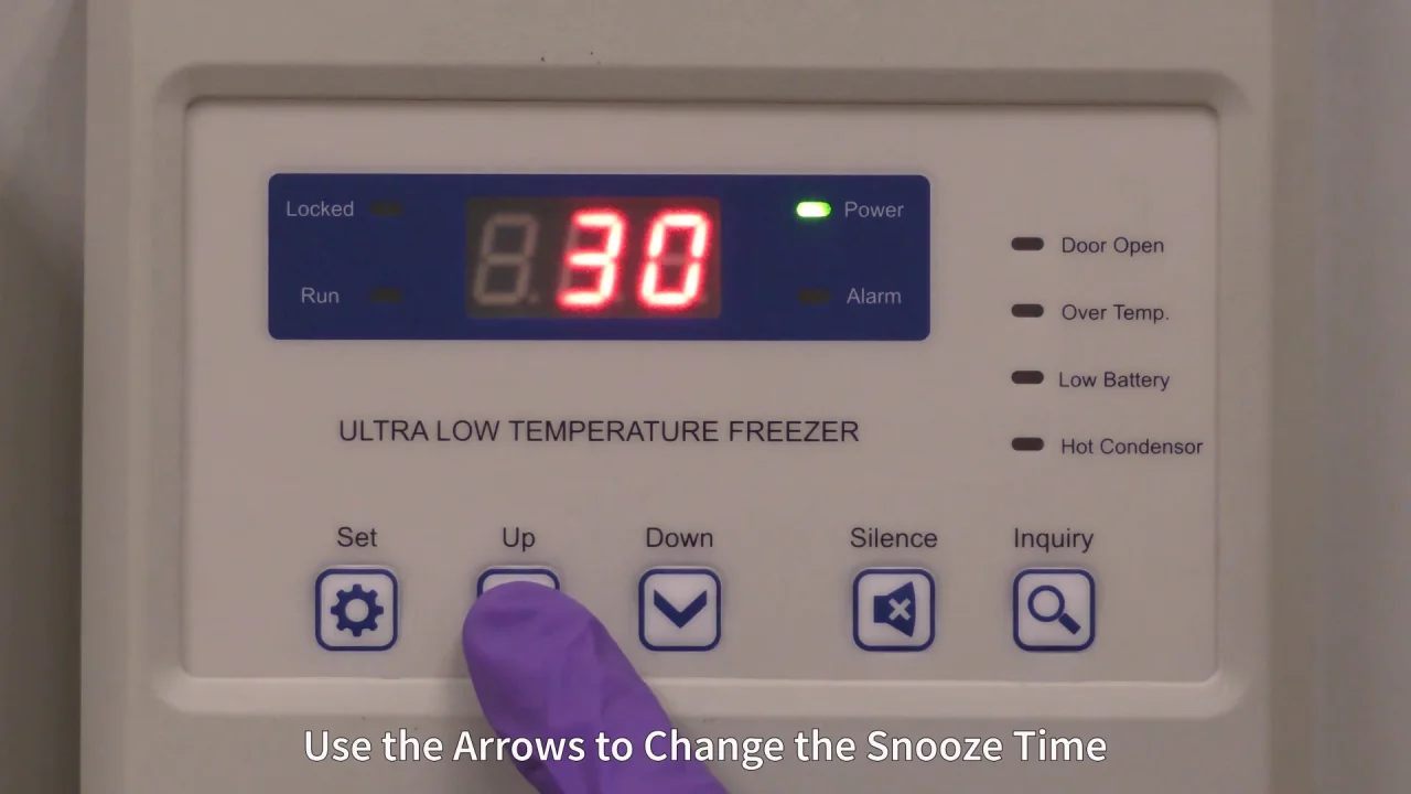 NU-99100J Ultralow Freezer Alarm Snooze Time