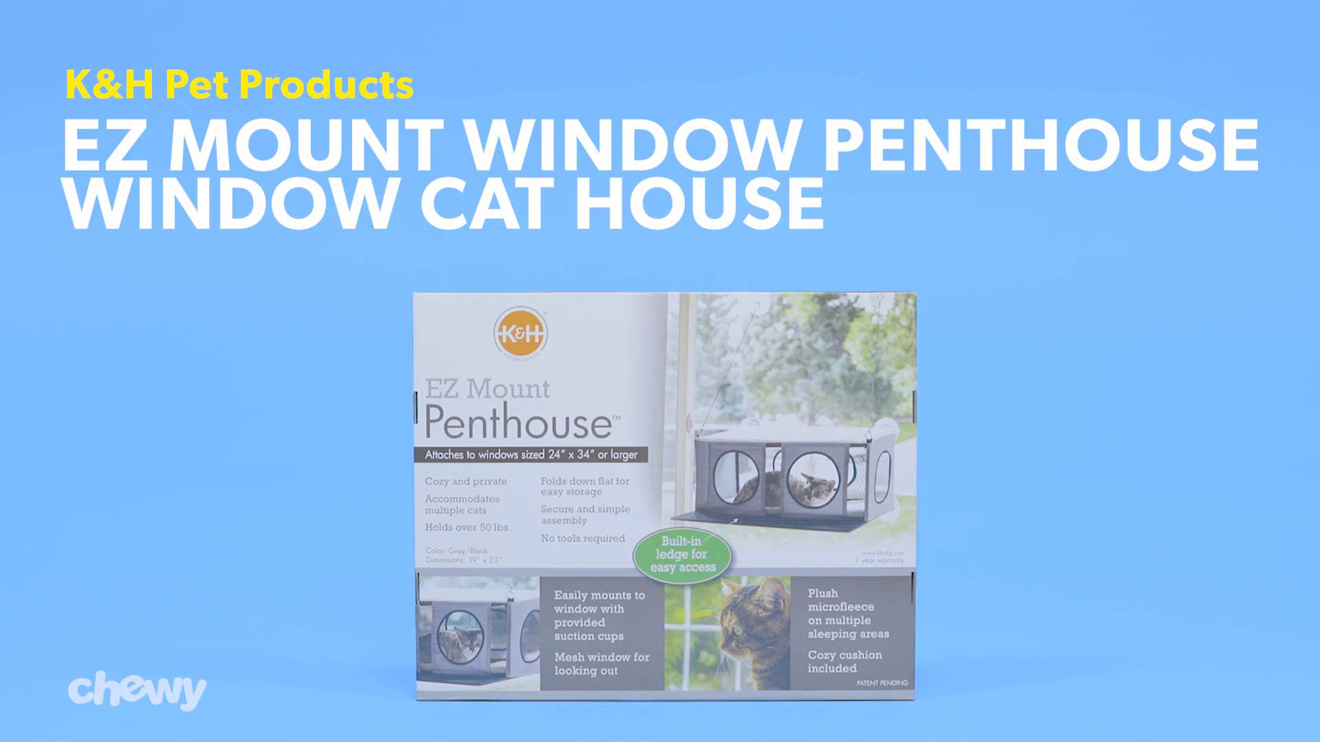 K H PET PRODUCTS EZ Mount Penthouse Cat Window Perch Grey Black Chewy