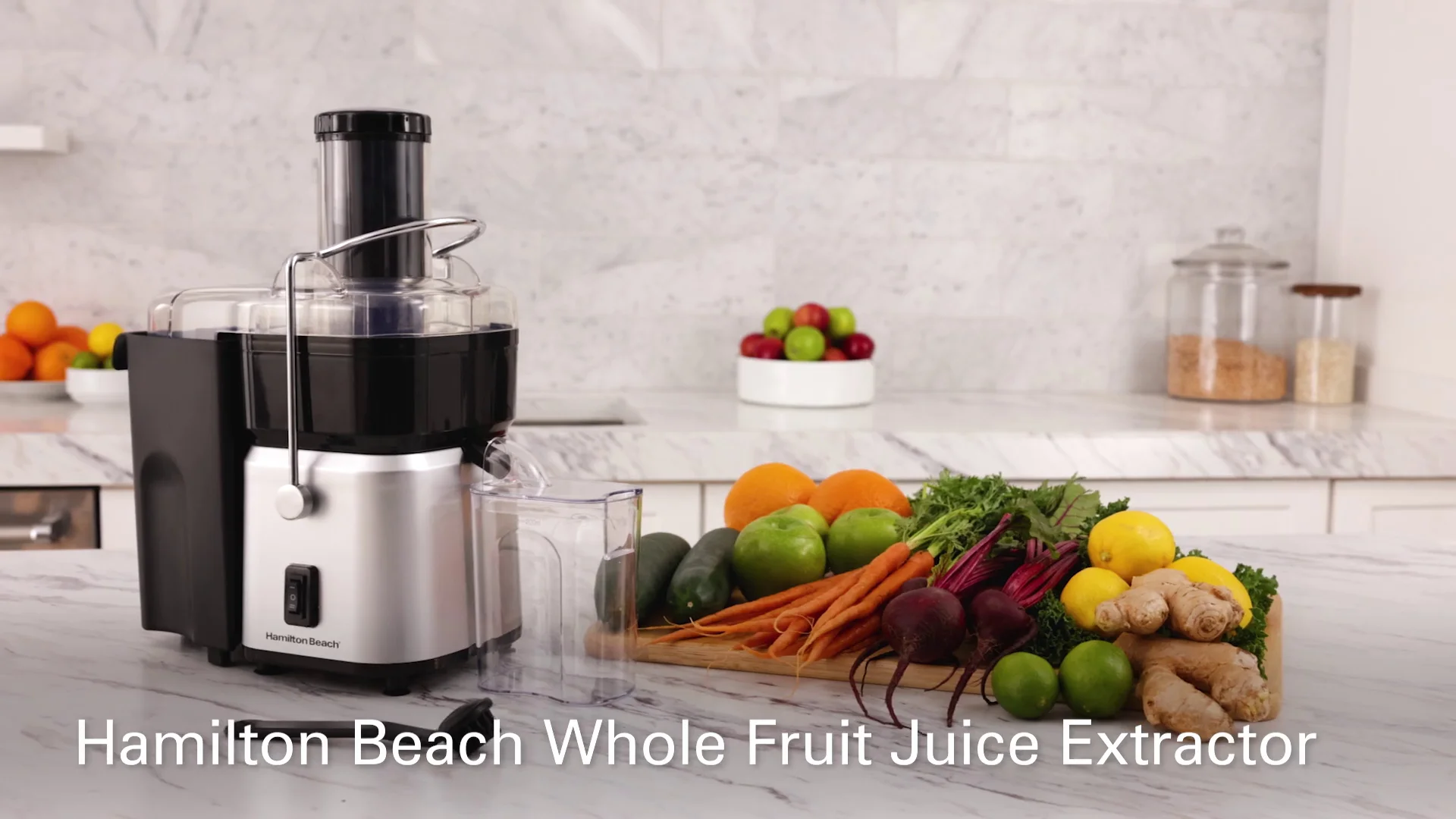 Hamilton Beach 2 Speeds Whole Fruit Juice Extractor in Silver and Black