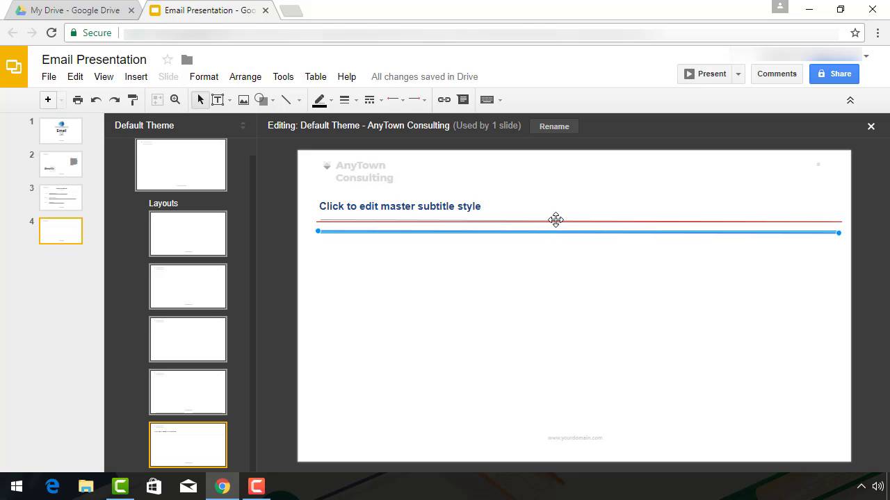 presentation layout size