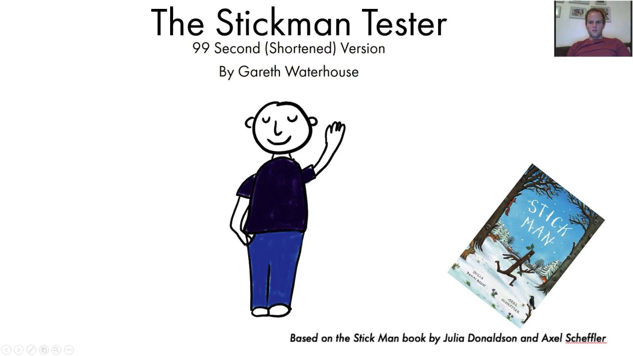 99 Second Talk - Gareth Waterhouse - The Stickman Tester image