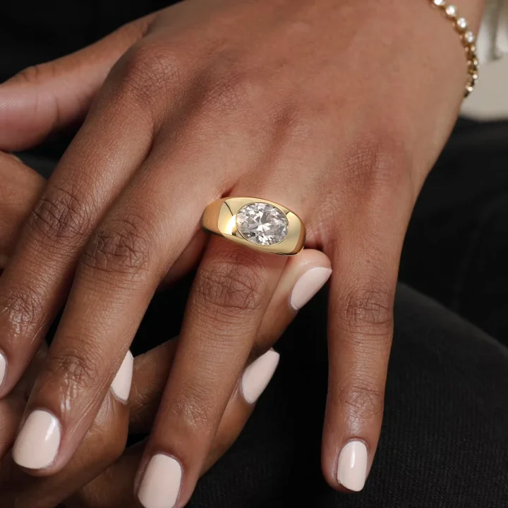 18K Yellow Gold Sloane Flush Set Solitaire Dome Ring