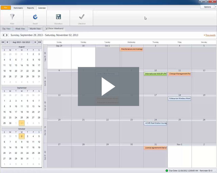 DocMinder Work Management Calendar