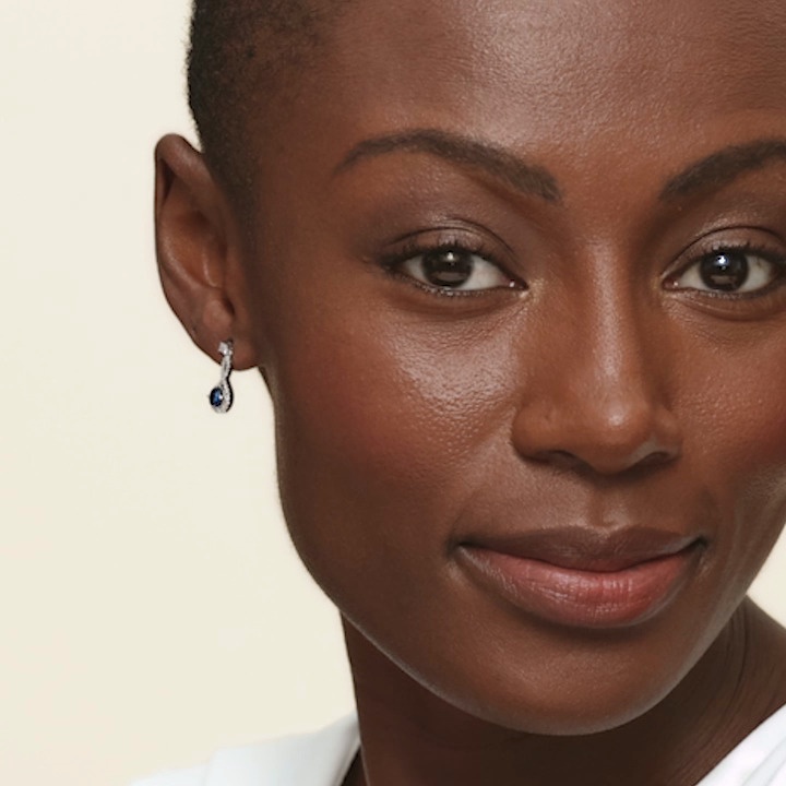 Annalise Sapphire and Diamond Earrings in 18K White Gold