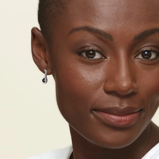 Annalise Sapphire and Diamond Earrings in 18K White Gold