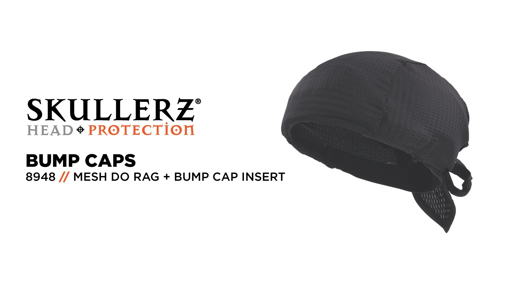 Skullerz 8948 Mesh Do Rag Bandana + Hinged Bump Cap Insert Provides  Flexible, Low-Profile Impact Protection