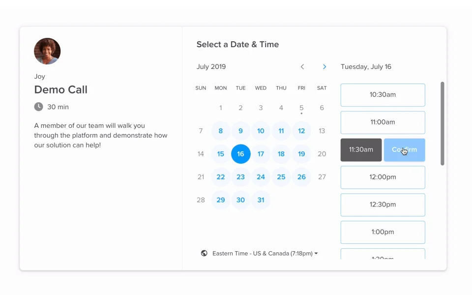 Calendly screenshot