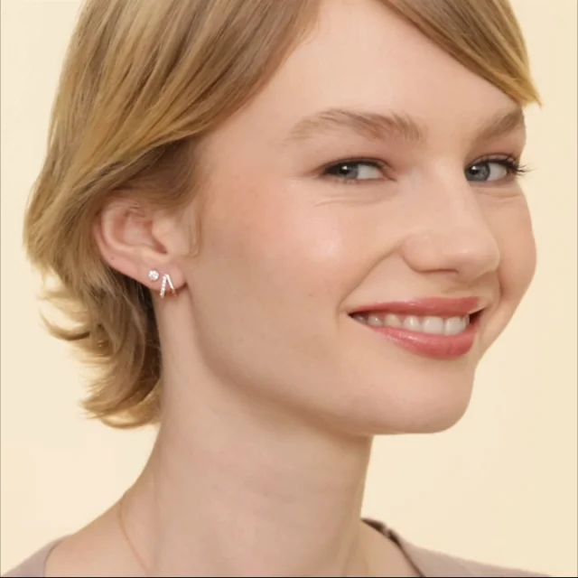 14K Rose Gold Zuri Diamond Huggie Earrings