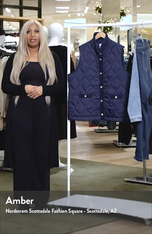 ダウンベスト NICK&NICOLE LEATHER LOGO PADDING VEST 4BTR155 NIC+ZOE Rib Trim Quilted Puffer Vest | Nordstrom