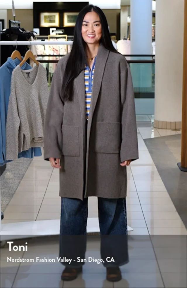 ジャケット・アウター EILEEN FISHER wool Maxi Coat Lightweight Boiled Wool Icon Coat in Regenerative Wool