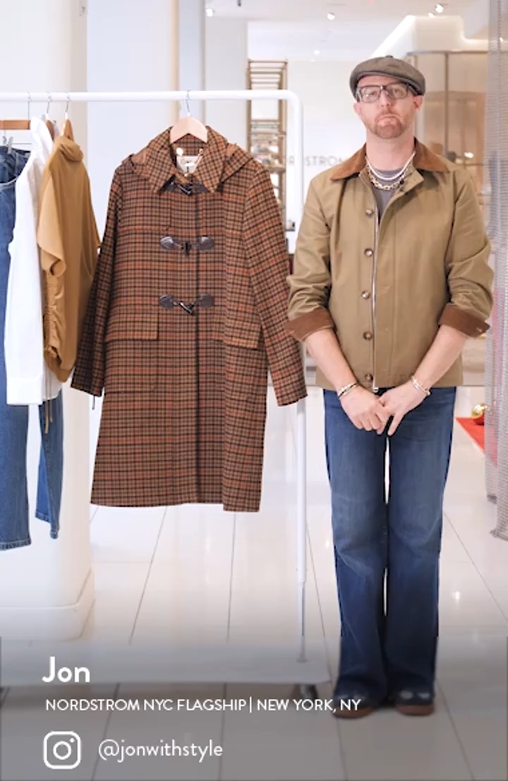 Barbour Melody Houndstooth Check Wool Blend Duffle Coat | Nordstrom