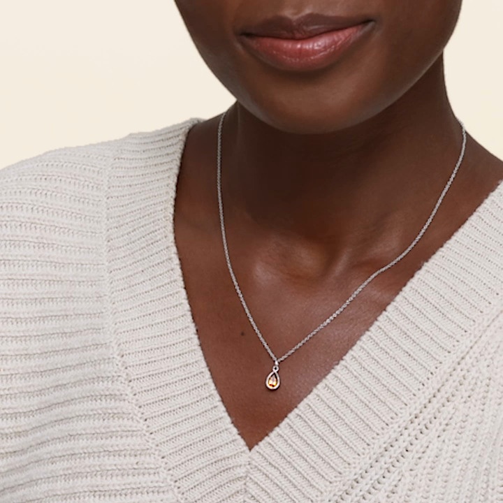 Silver Teardrop Citrine Pendant
