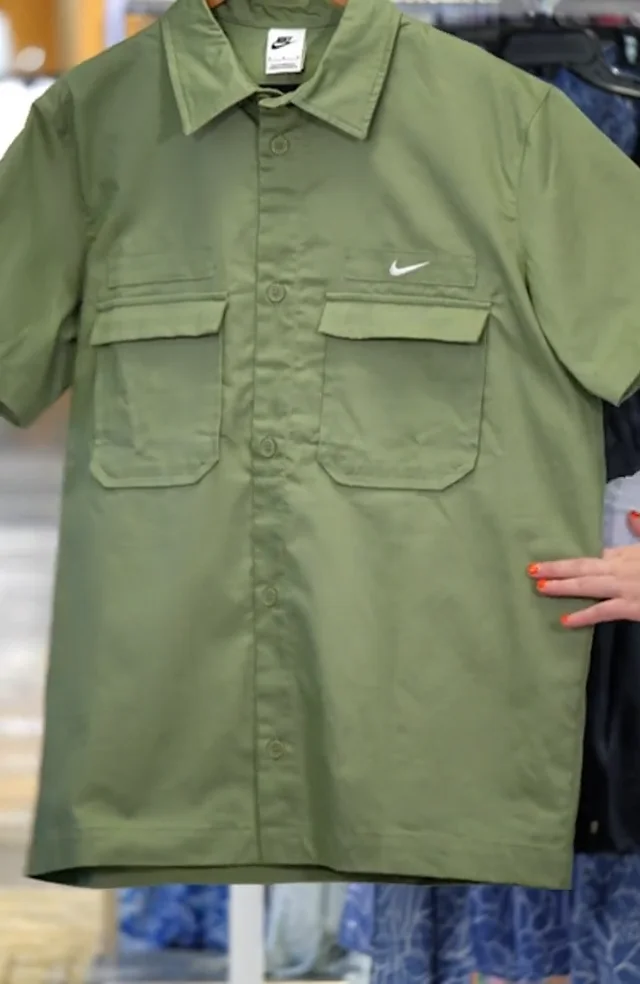 Nike Life Men's Woven Military Short-Sleeve Button-Down Shirt