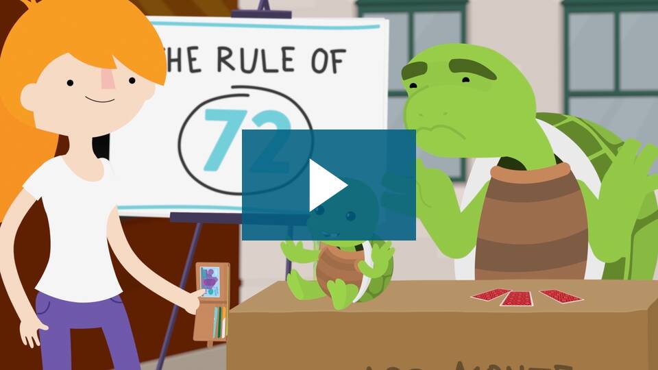 Video thumbnail for Compound Interest Rule of 72 with a play button over the top.