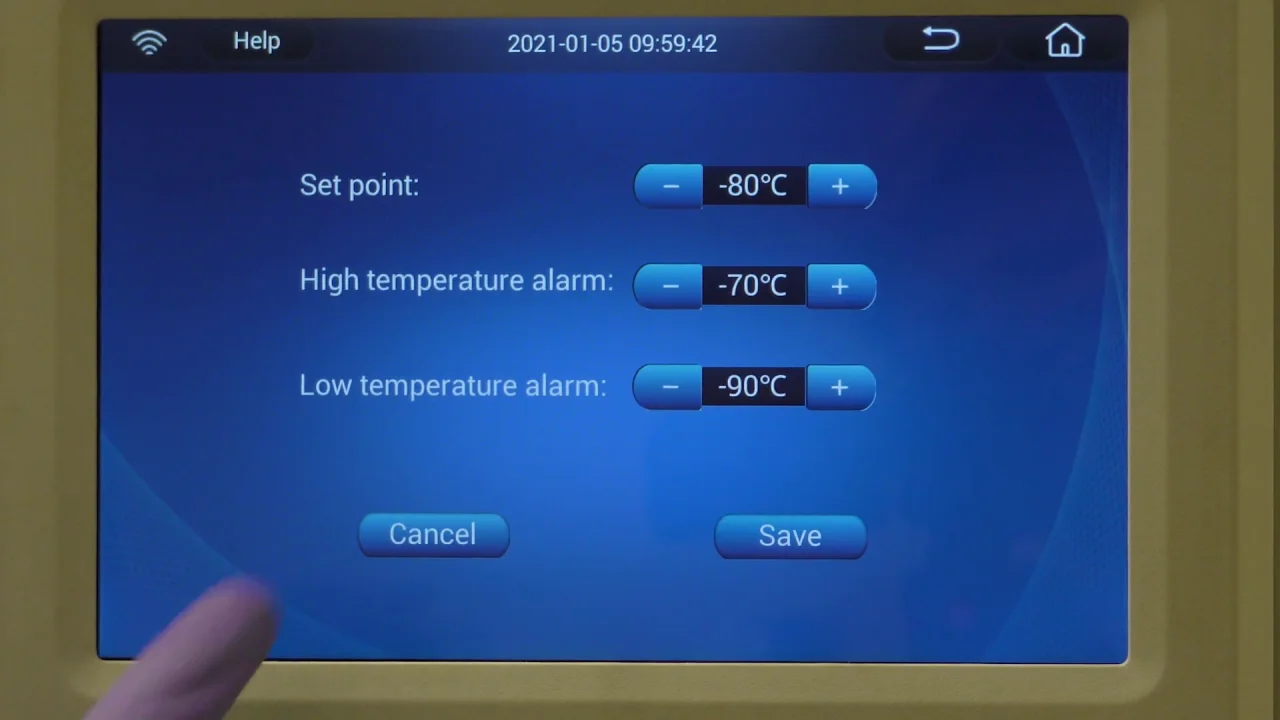 Set Temperature Alarms on Blizzard VFT Freezer | NuAire