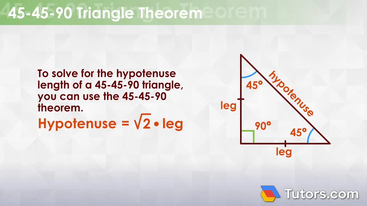 45 45 90 Triangle Rules Formula Theorem