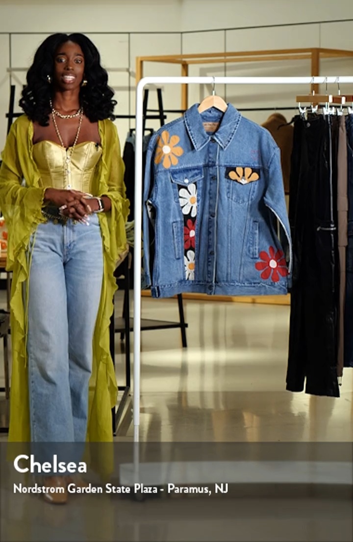 Free People Annie's Flower Bomb Oversize Patchwork Denim Jacket