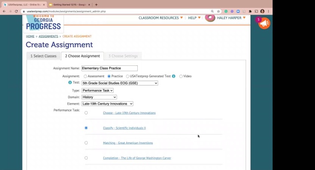 Screenshot from Getting Started with USATestprep video